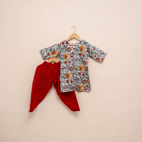 Girls sanganeri pure cotton kurta set (2-6 years) 06