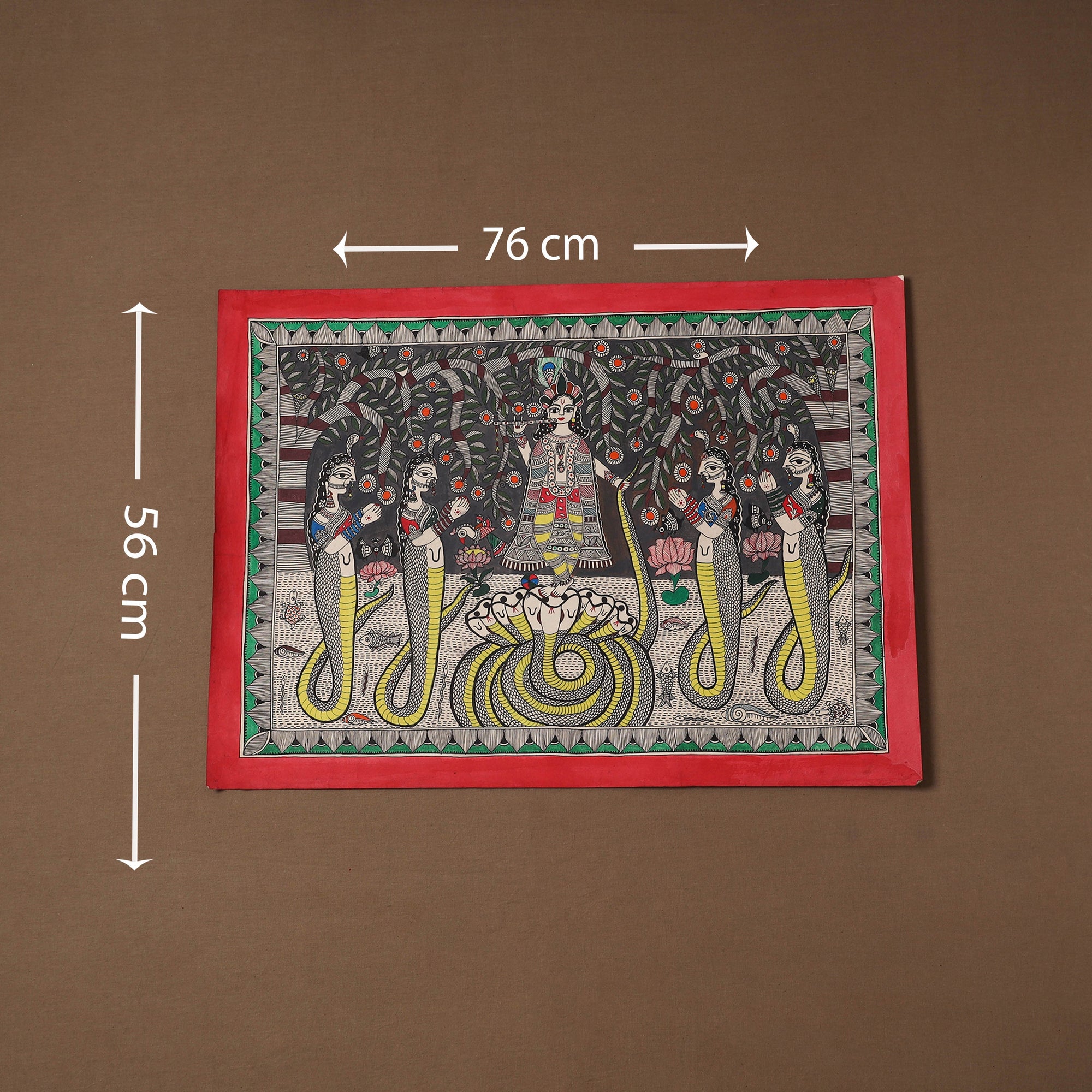 Handpainted madhubani painting by hira devi (22 x 30 in) 07