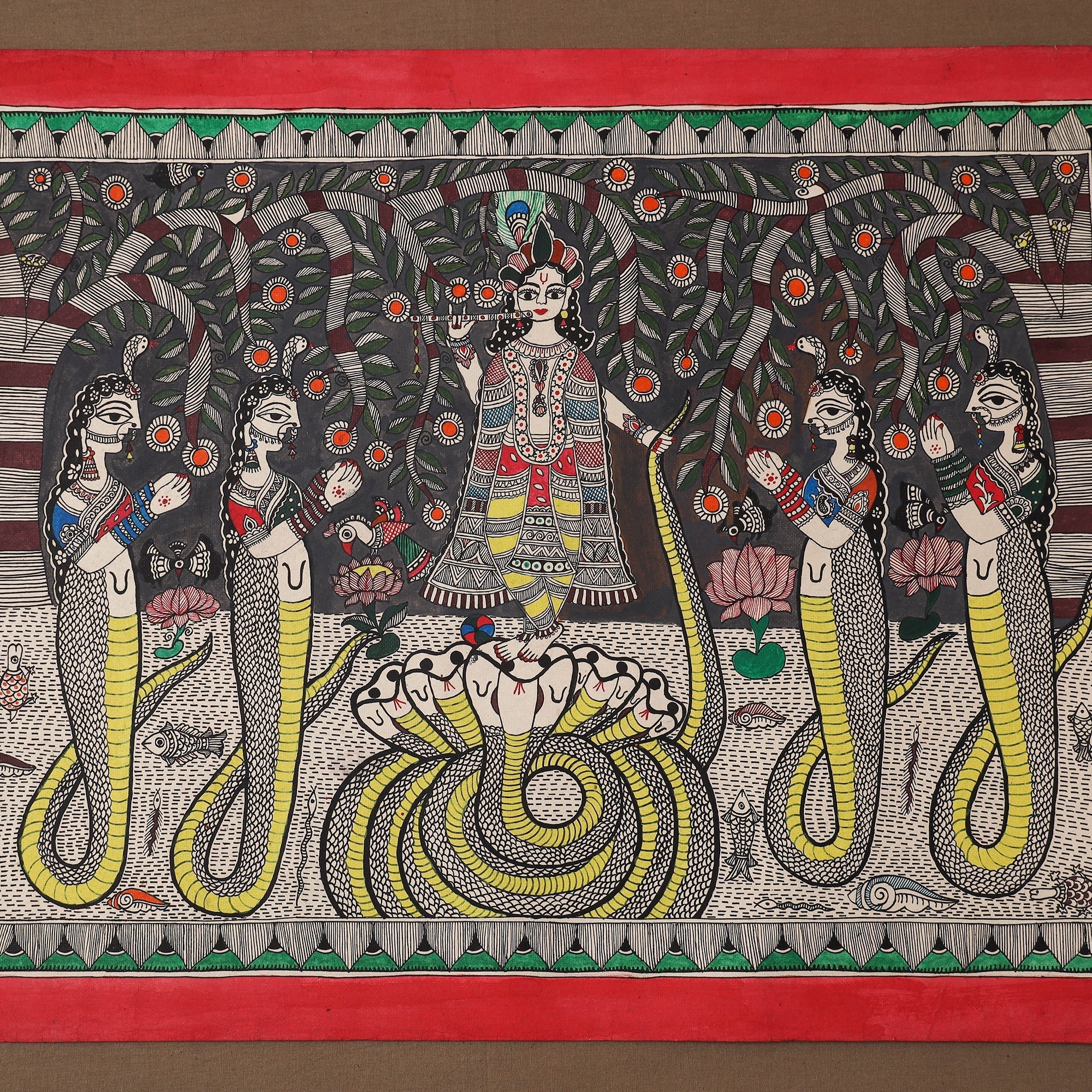 Handpainted madhubani painting by hira devi (22 x 30 in) 07