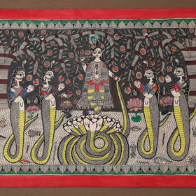 Handpainted madhubani painting by hira devi (22 x 30 in) 07