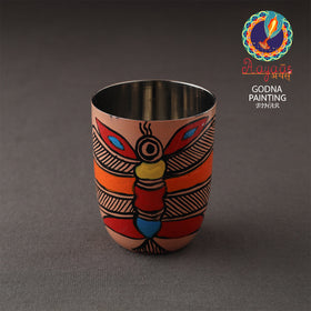Godna Madhubani Multicolor Handpainted Stainless Steel Glass