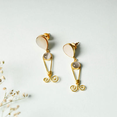 Buy Golden Plated Seep Pearl & Onyx Stones Earrings Online at iTokri.com