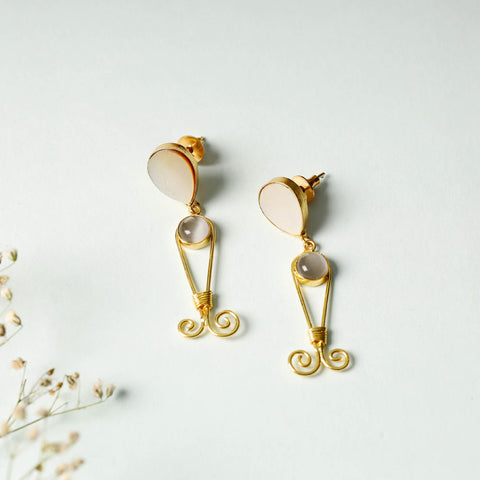 Buy Golden Plated Seep Pearl & Onyx Stones Earrings Online at iTokri.com