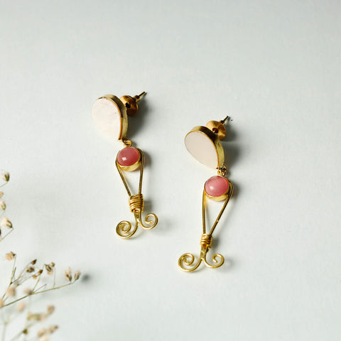 Multicolor - golden plated onyx stone earrings - handcrafted