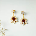 Golden Plated Seep Pearl & Onyx Natural Stone Earrings