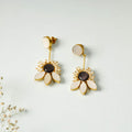 Golden Plated Seep Pearl & Onyx Natural Stone Earrings