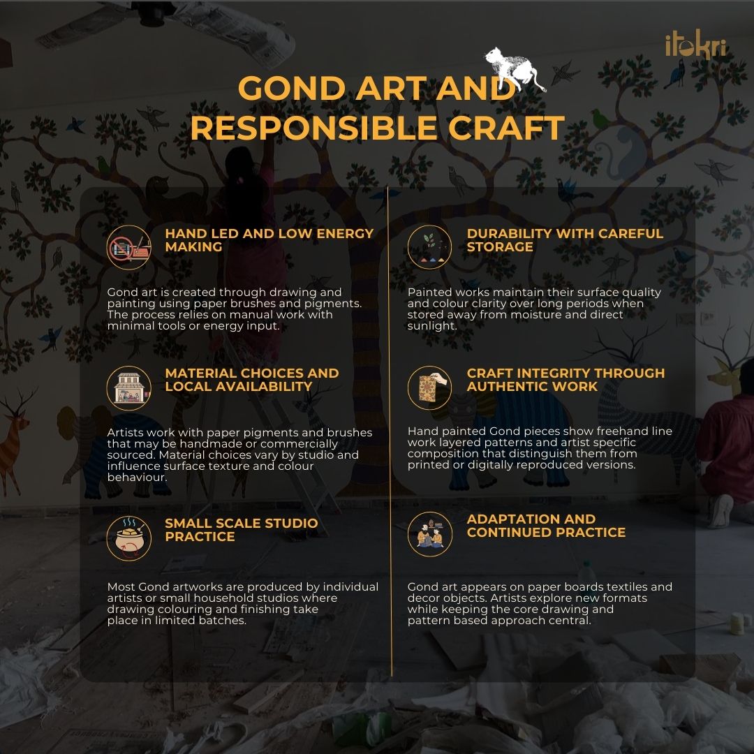 Multicolor - gond handpainted stainless steel casserole 28