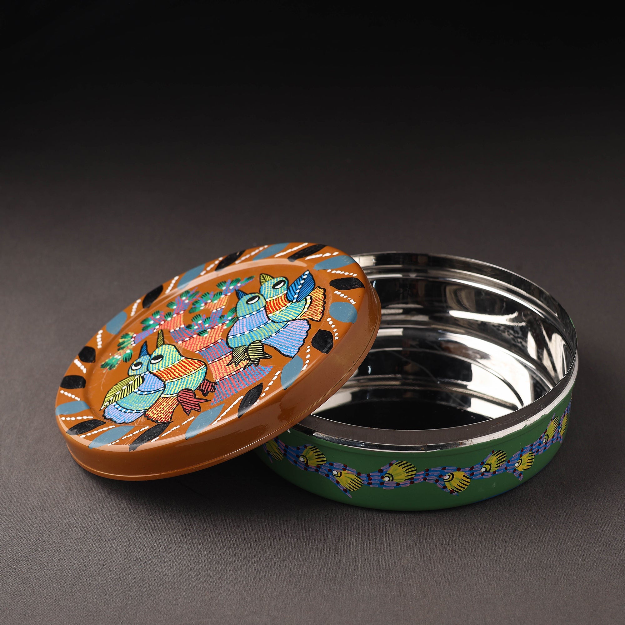  Gond Handpainted Stainless Steel Casserole 