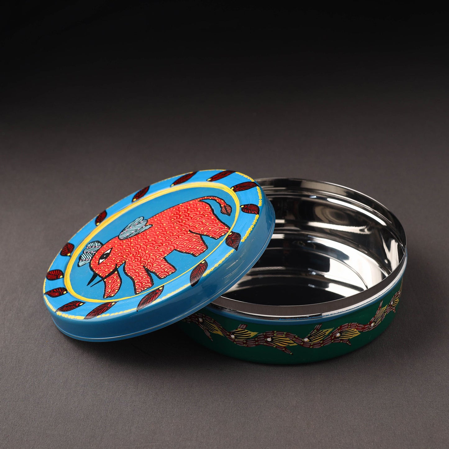 Gond Handpainted Stainless Steel Casserole 