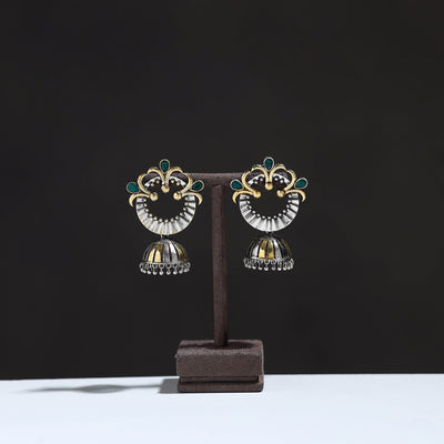 Multicolor - grey - oxidised dual tone stone gs jhumki