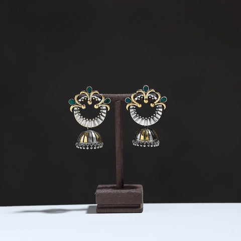 Multicolor - grey - oxidised dual tone stone gs jhumki