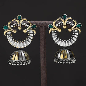 Multicolor - grey - oxidised dual tone stone gs jhumki