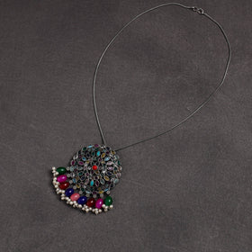 Multicolor - gs stone embedded pendant necklace 17