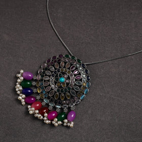 Multicolor - gs stone embedded pendant necklace 22