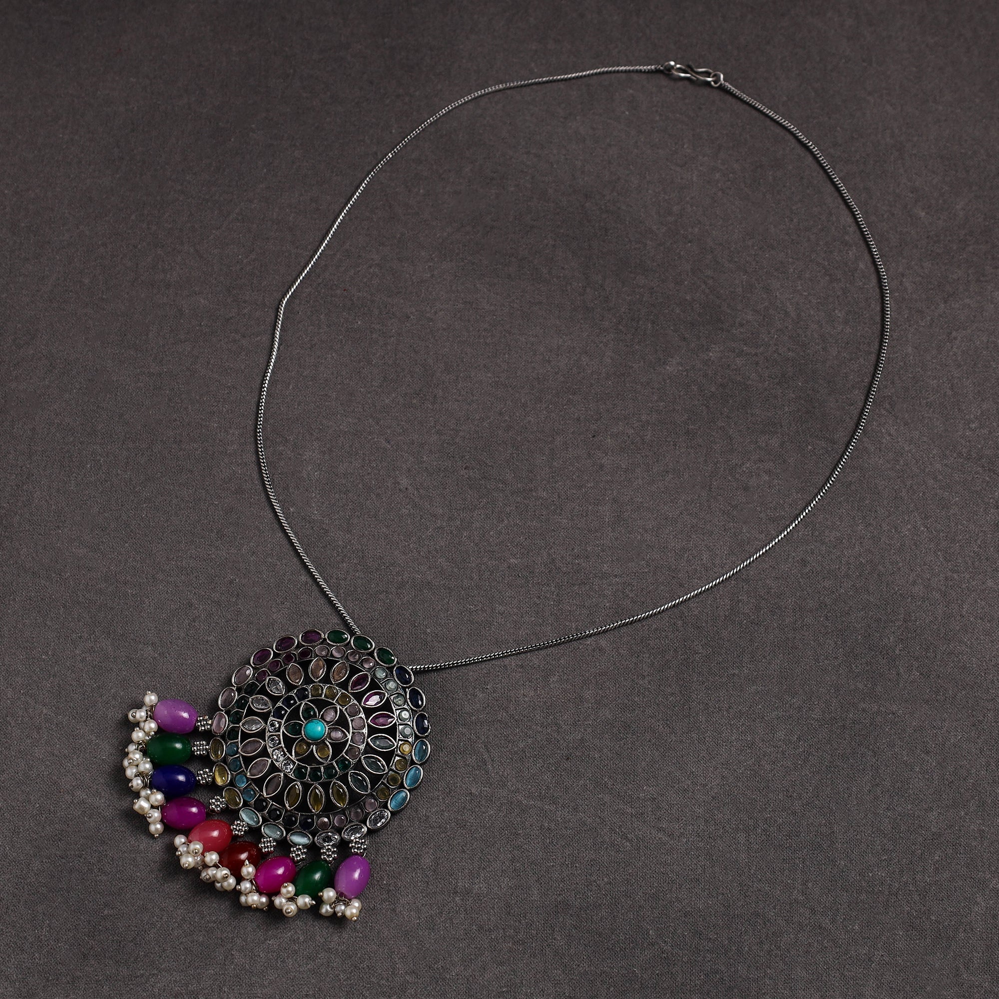 Multicolor - gs stone embedded pendant necklace 22