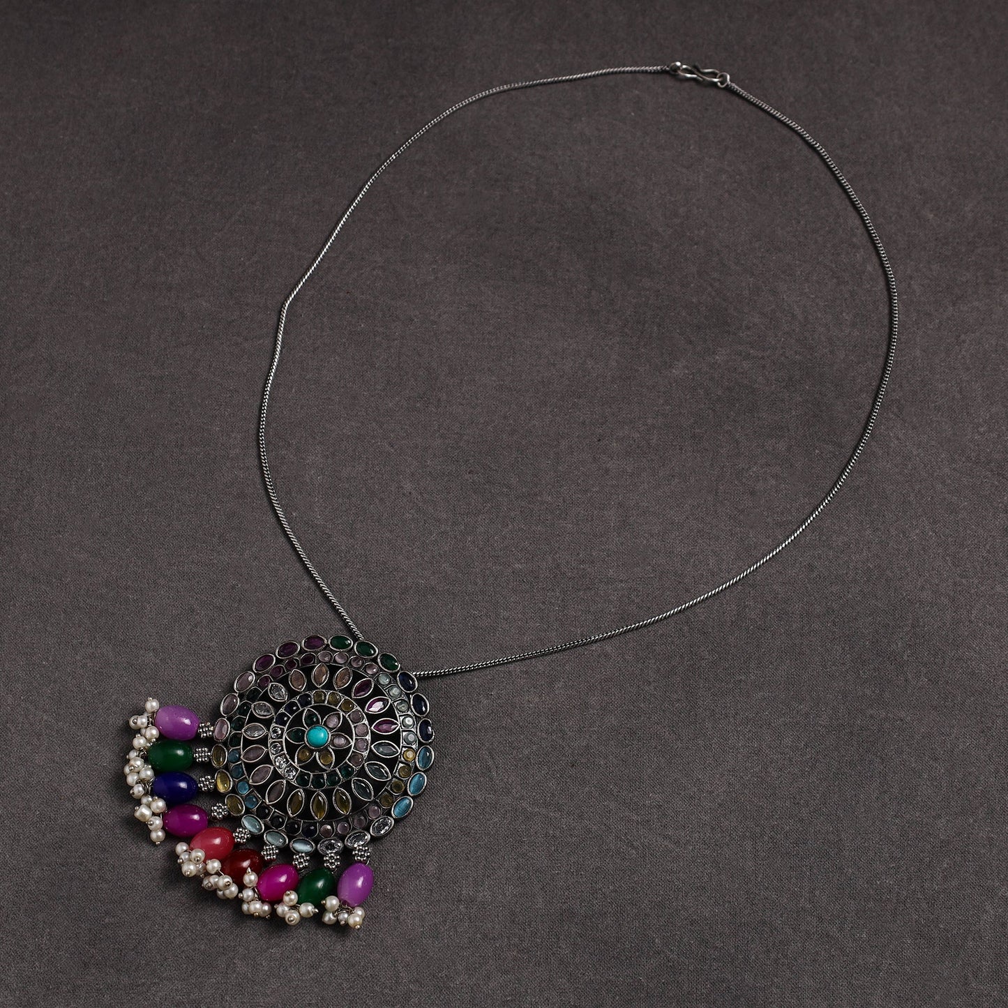 Multicolor - gs stone embedded pendant necklace 22