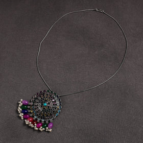 Multicolor - gs stone embedded pendant necklace 22