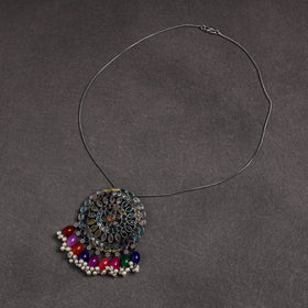  GS Stone Embedded Pendant Necklace