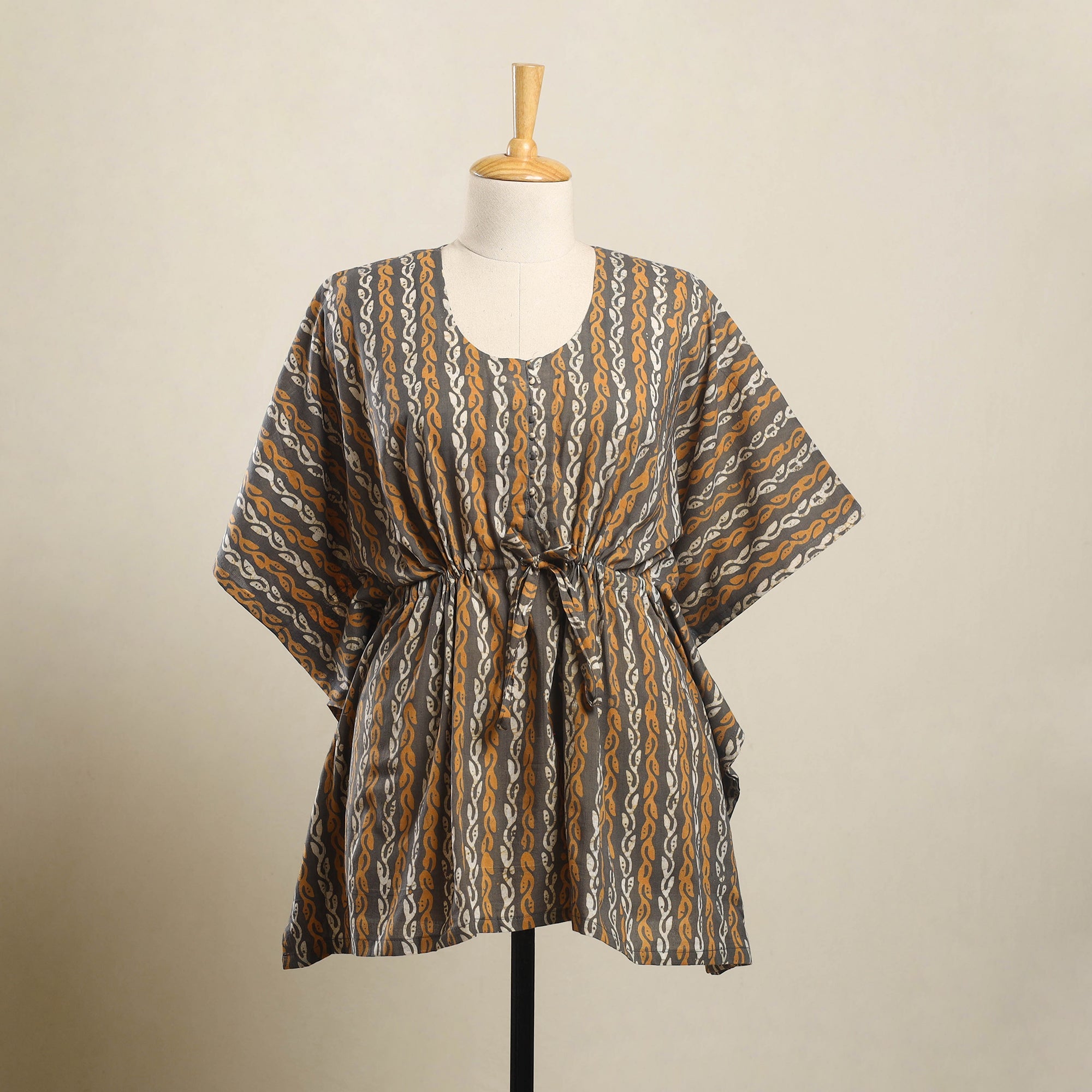 Buy Multicolor Hand Batik Print Cotton Kaftan