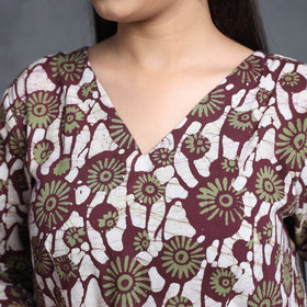 Multicolor - Hand Batik Printed Cotton Flared Gher Dress