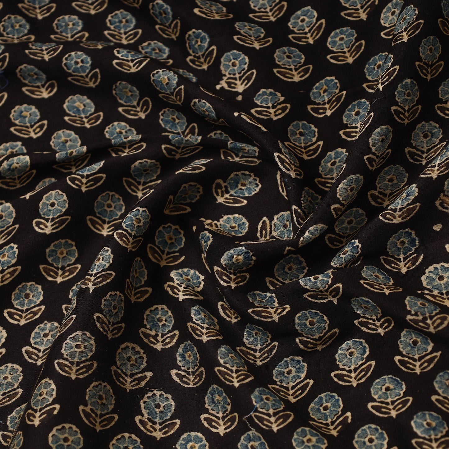 Multicolor Hand Block Print Chanderi Silk Ajrakh Fabric