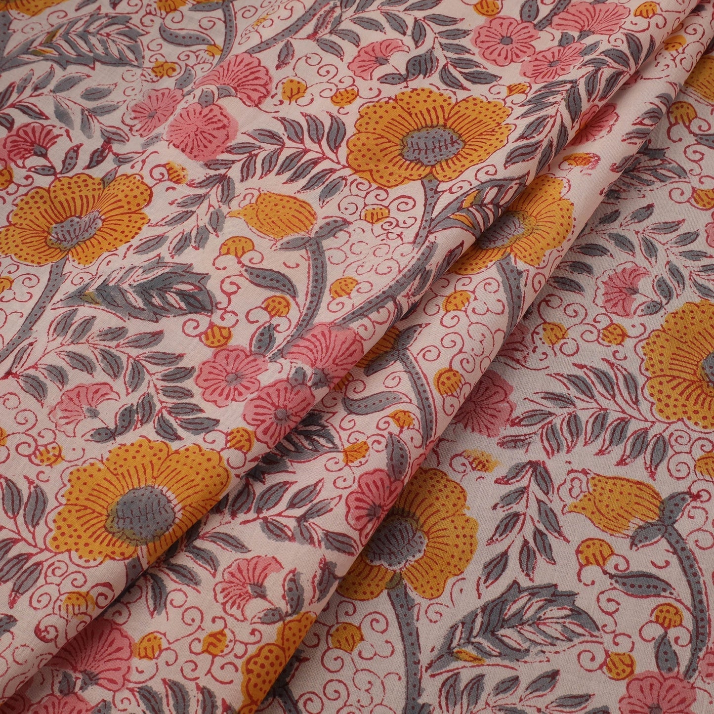 Hand cotton sanganeri fabric 08 - handcrafted