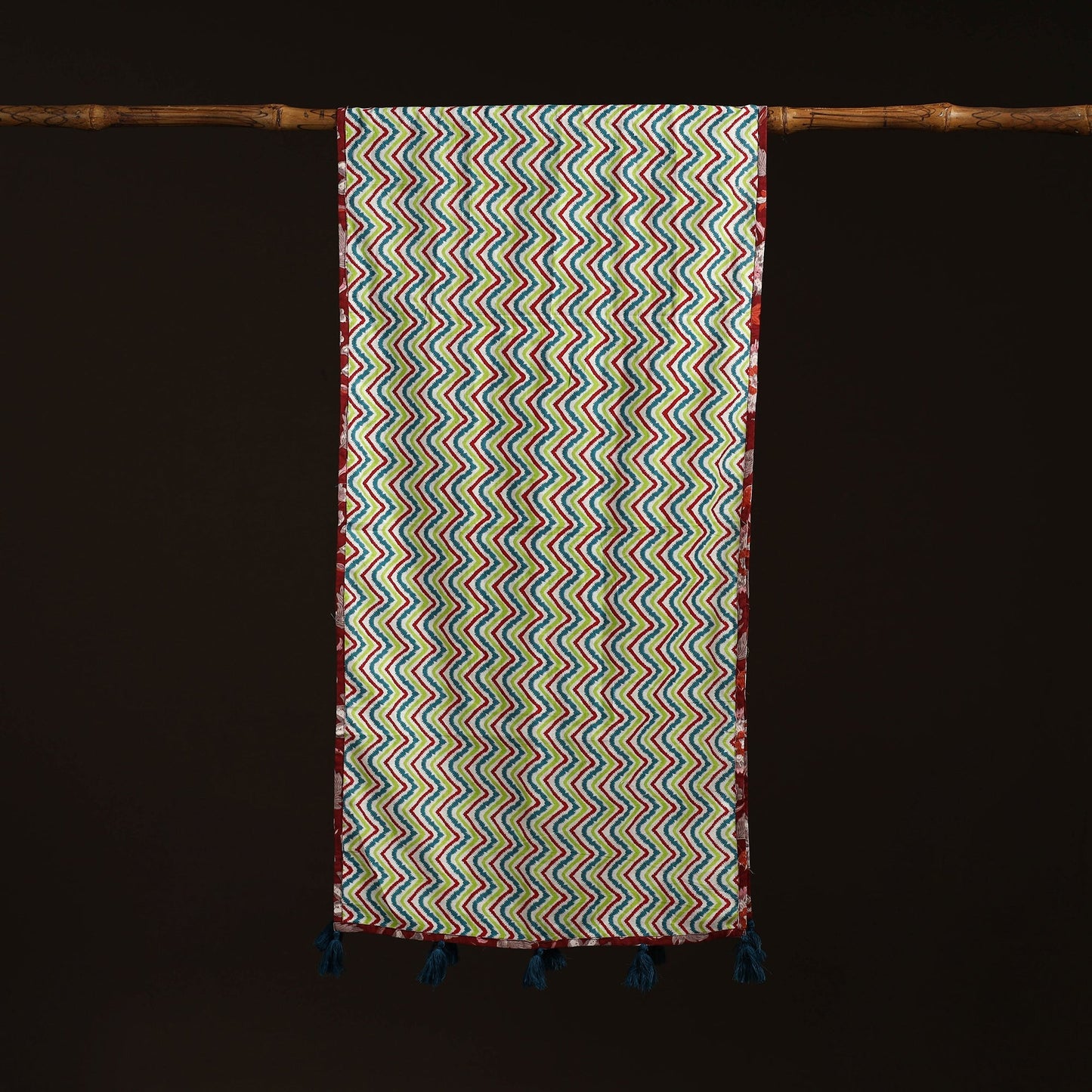 Hand cotton sanganeri stole 23 - handcrafted