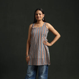 Hand block print natural dyed cotton short ajrakh kurta