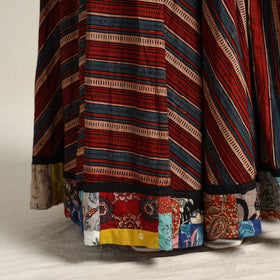 Multicolor - hand printed cotton long skirt 07 - handcrafted