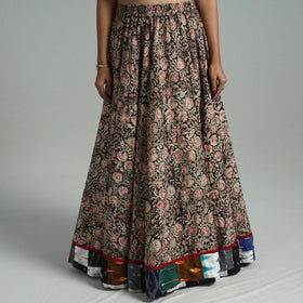 Multicolor - hand printed cotton long kalamkari skirt 16