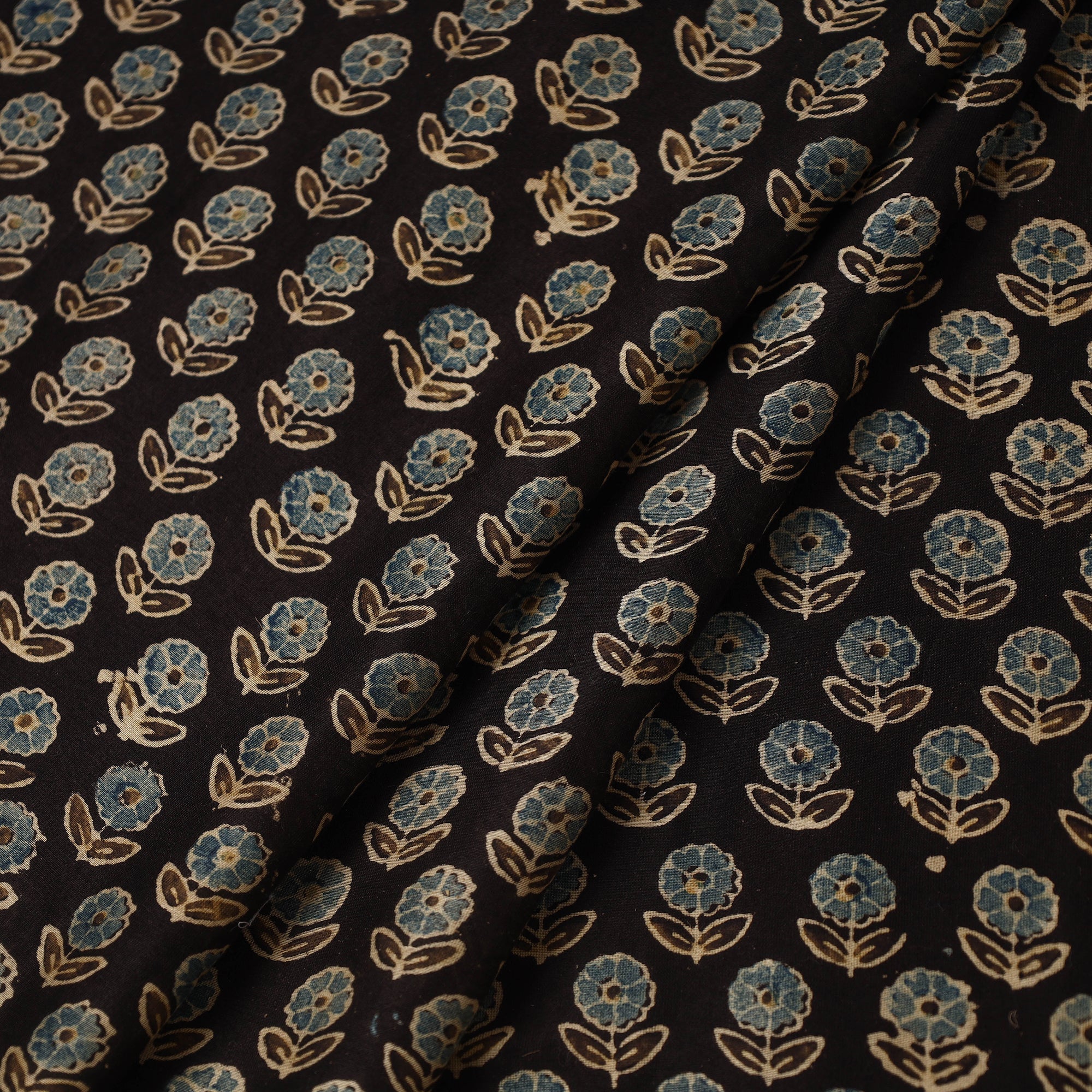 Multicolor Hand Block Print Chanderi Silk Ajrakh Fabric