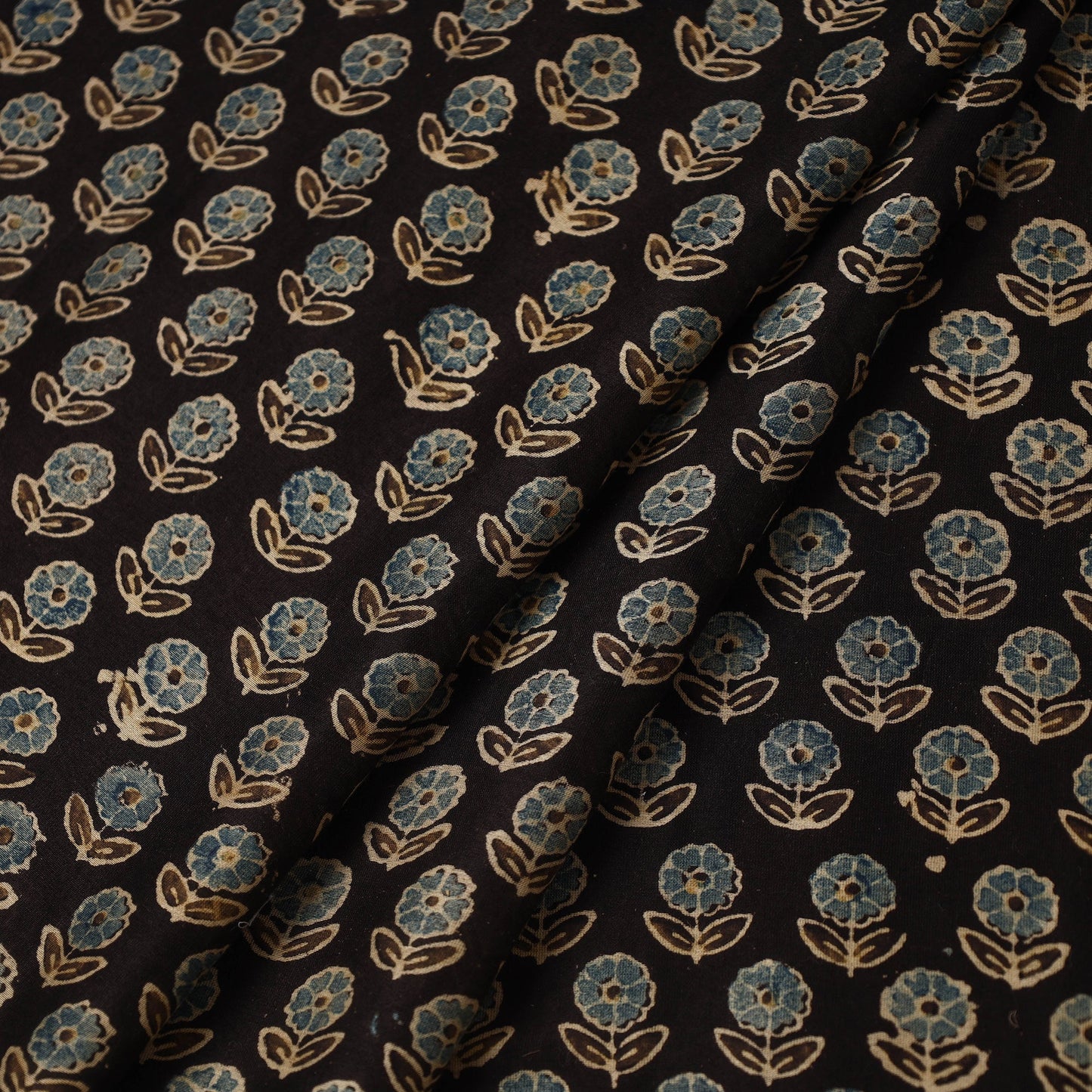 Multicolor Hand Block Print Chanderi Silk Ajrakh Fabric