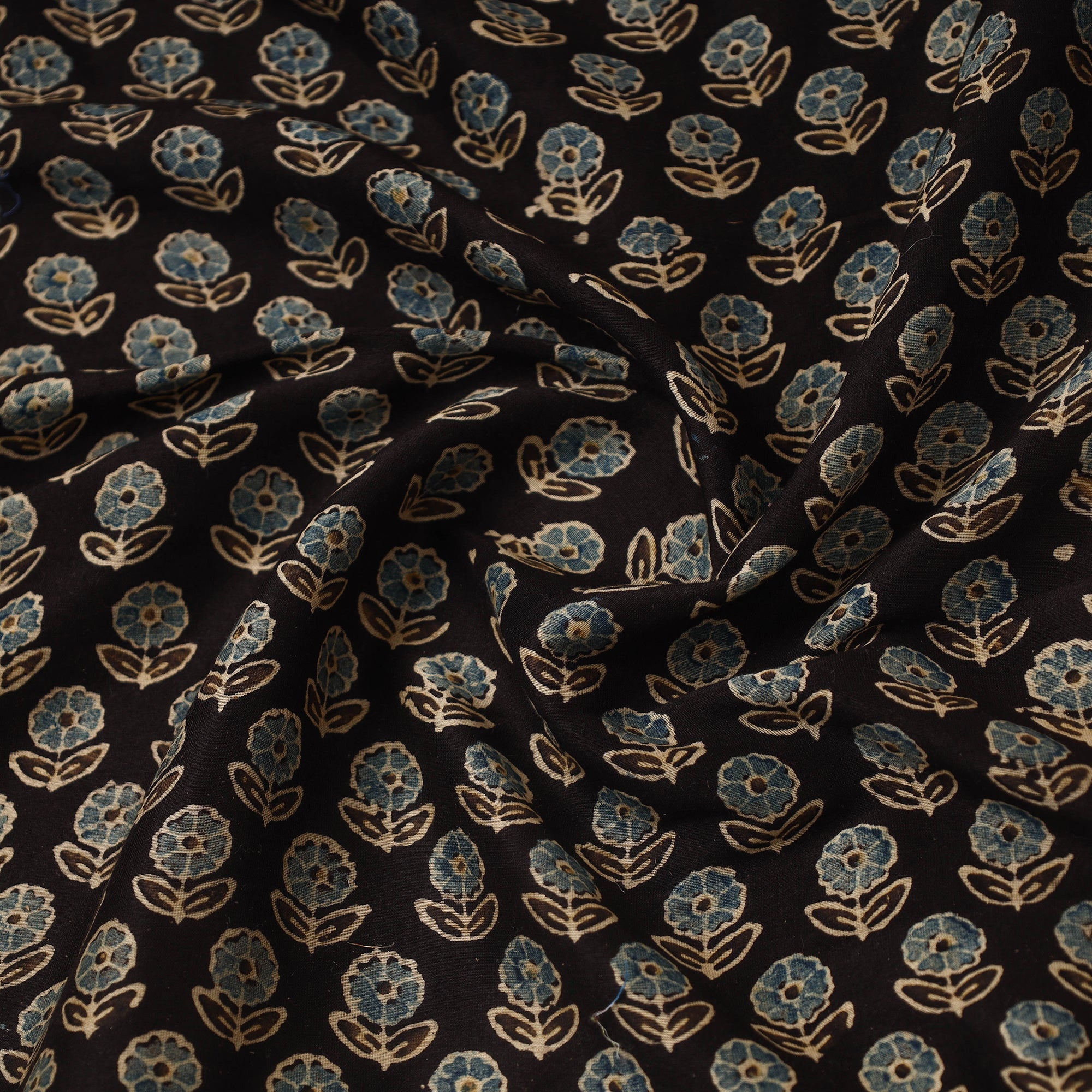 Multicolor Hand Block Print Chanderi Silk Ajrakh Fabric