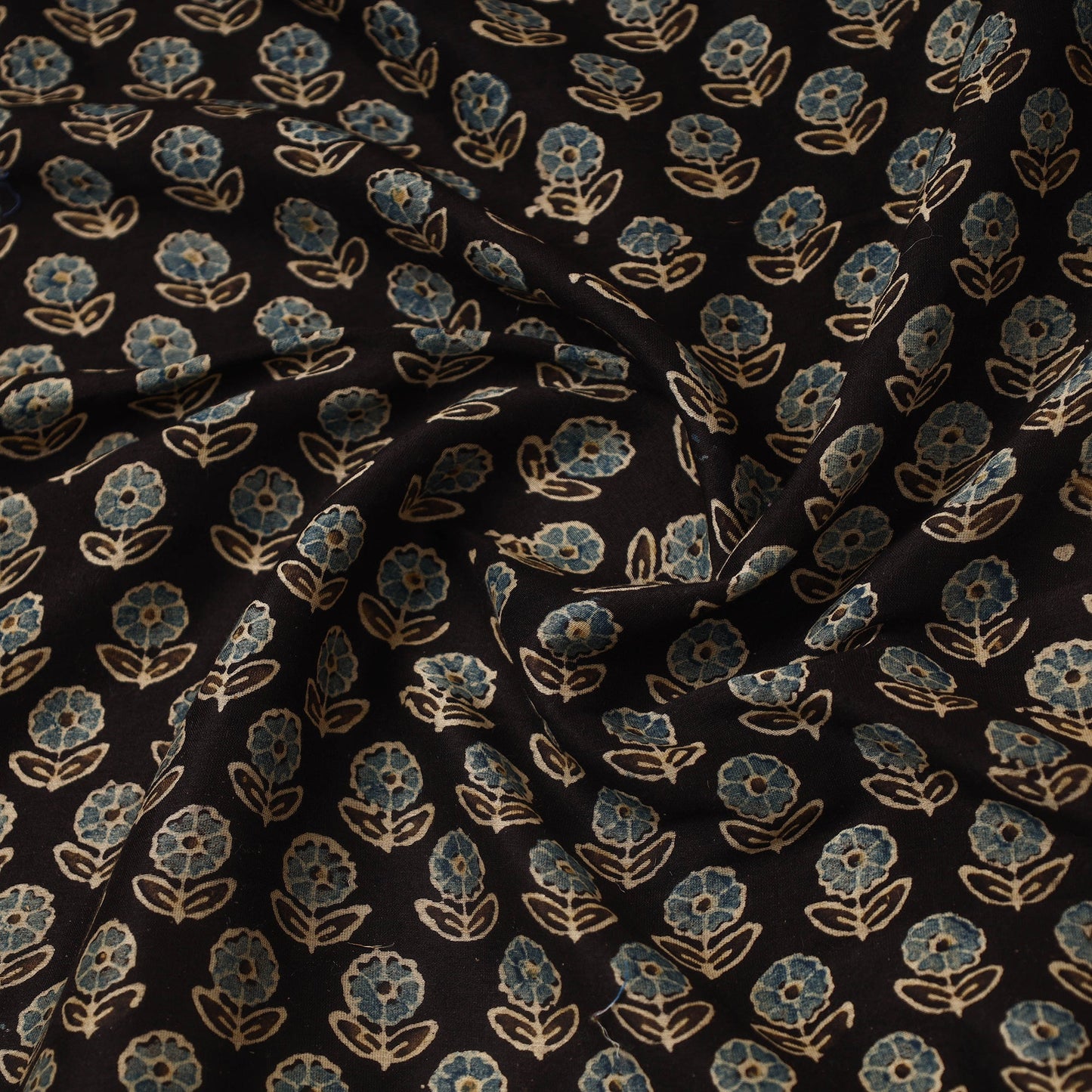 Multicolor Hand Block Print Chanderi Silk Ajrakh Fabric