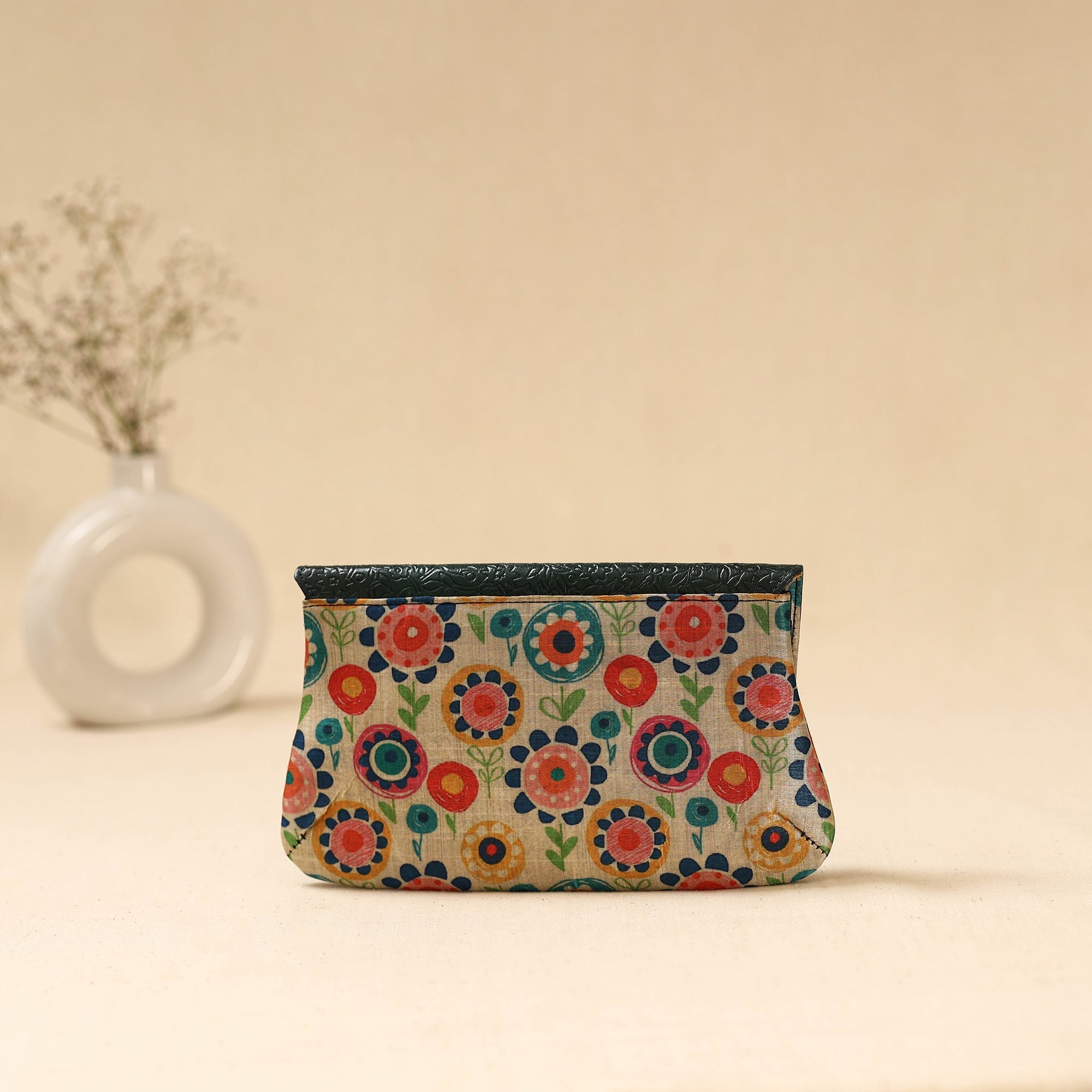 Hand clutch with embossed leather flap 36 - handcrafted