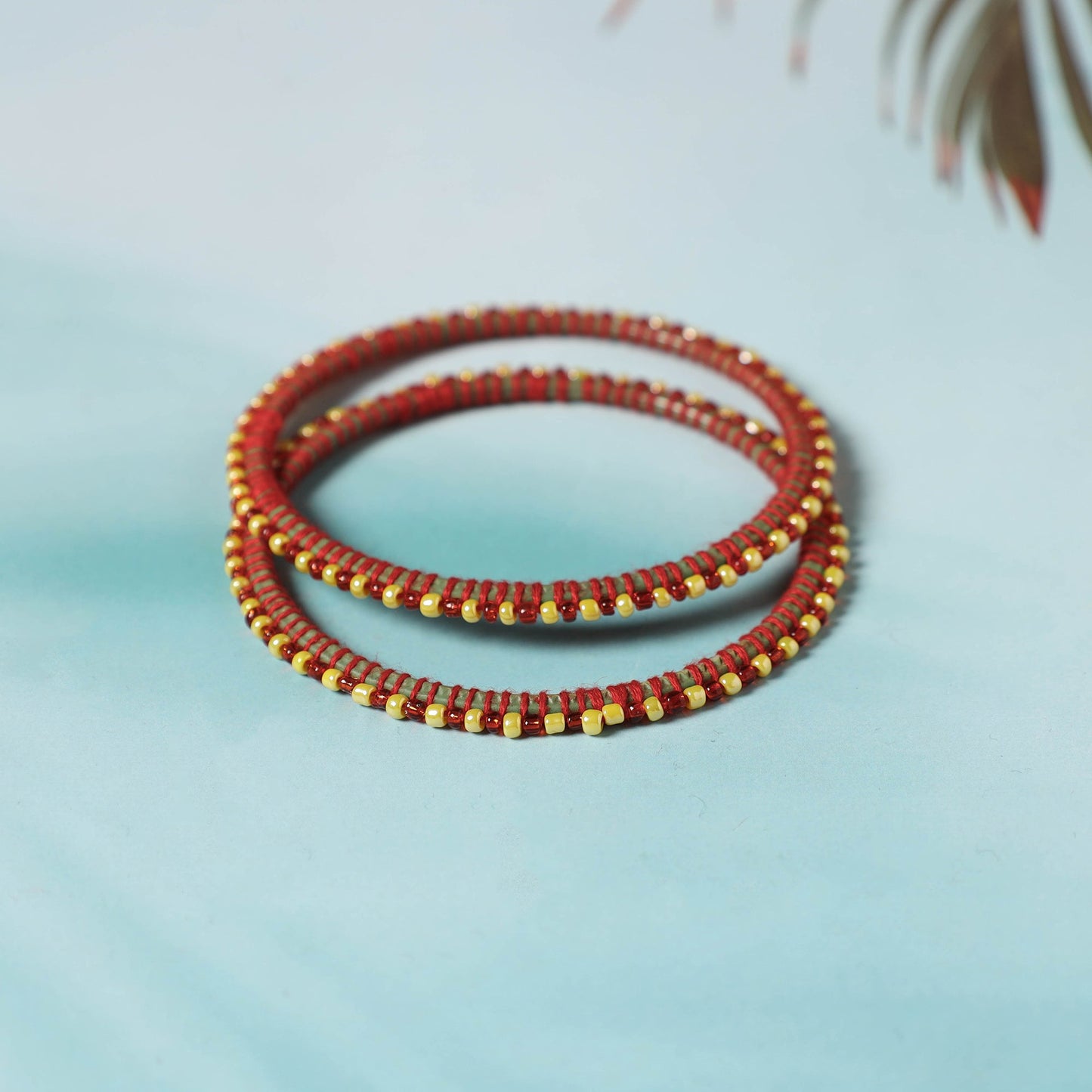  Hand Embroidered Beadwork Bangle (Set of 2) 
