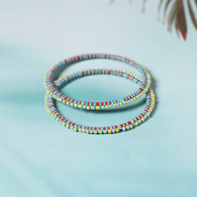  Hand Embroidered Beadwork Bangle (Set of 2) 