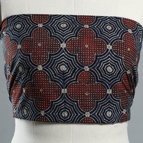 Multicolor - Hand Embroidered Ajrakh Cotton Blouse Piece 02