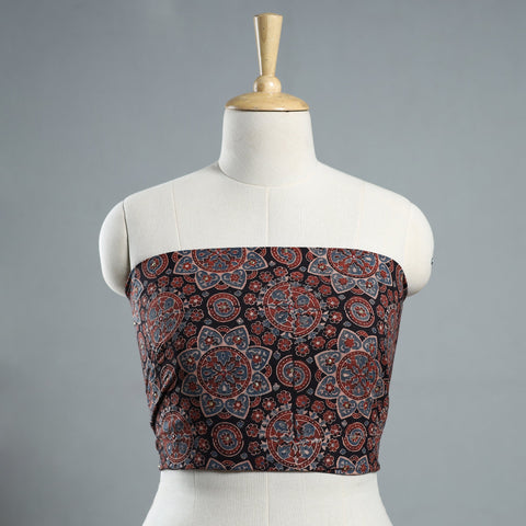 Multicolor - Hand Embroidered Ajrakh Cotton Blouse Piece 09