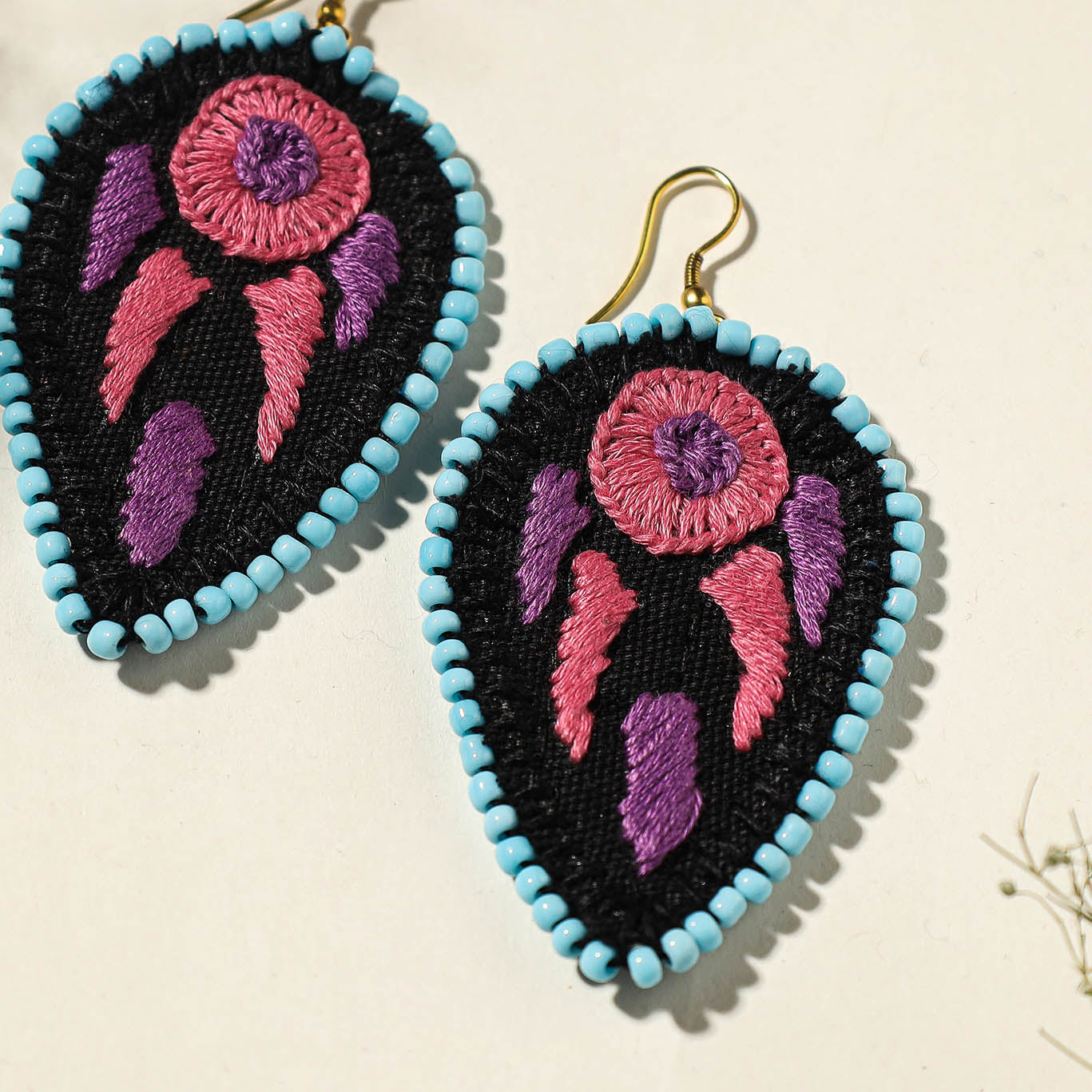 embroidered earrings