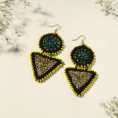  Hand Embroidered Fabart Beadwork Earrings by Rangila Dhaga 