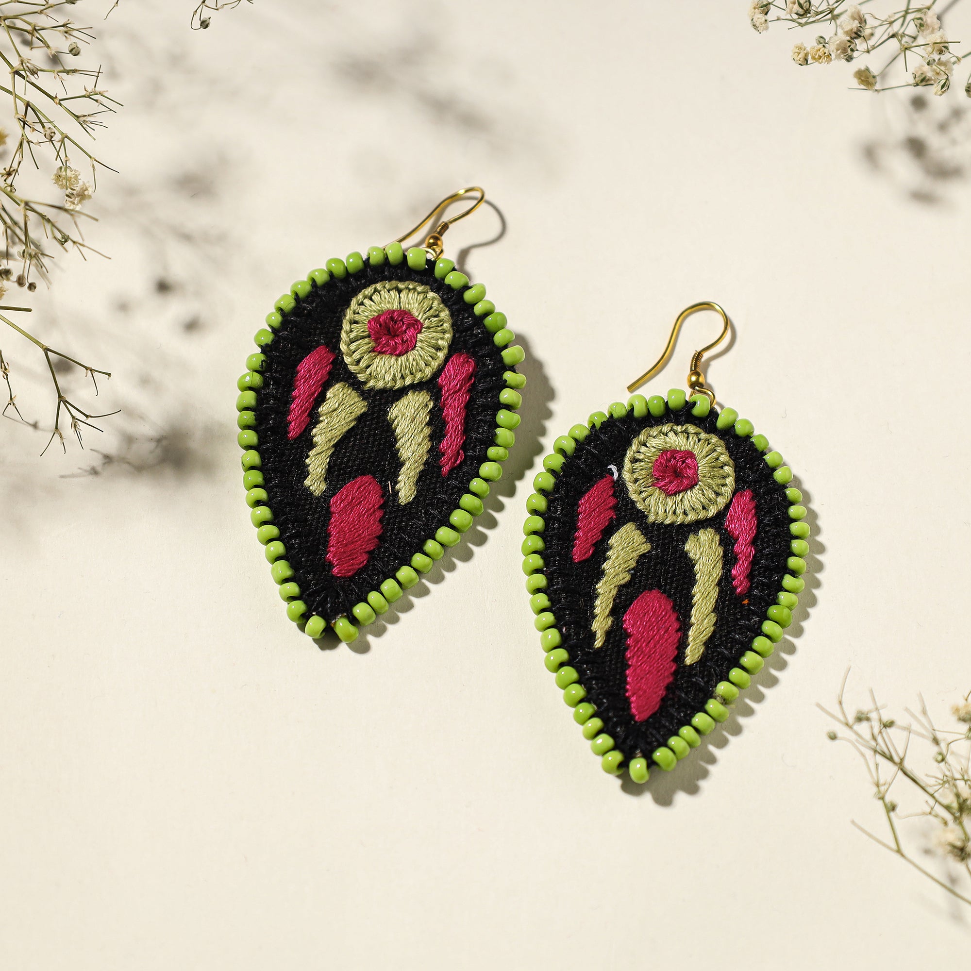 embroidered earrings