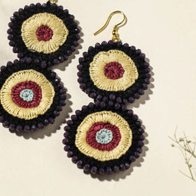 Buy Hand Embroidered Fabart Beadwork Earrings by Rangila Dhaga Online at iTokri.com