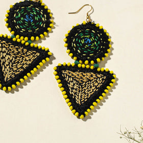  Hand Embroidered Fabart Beadwork Earrings by Rangila Dhaga 