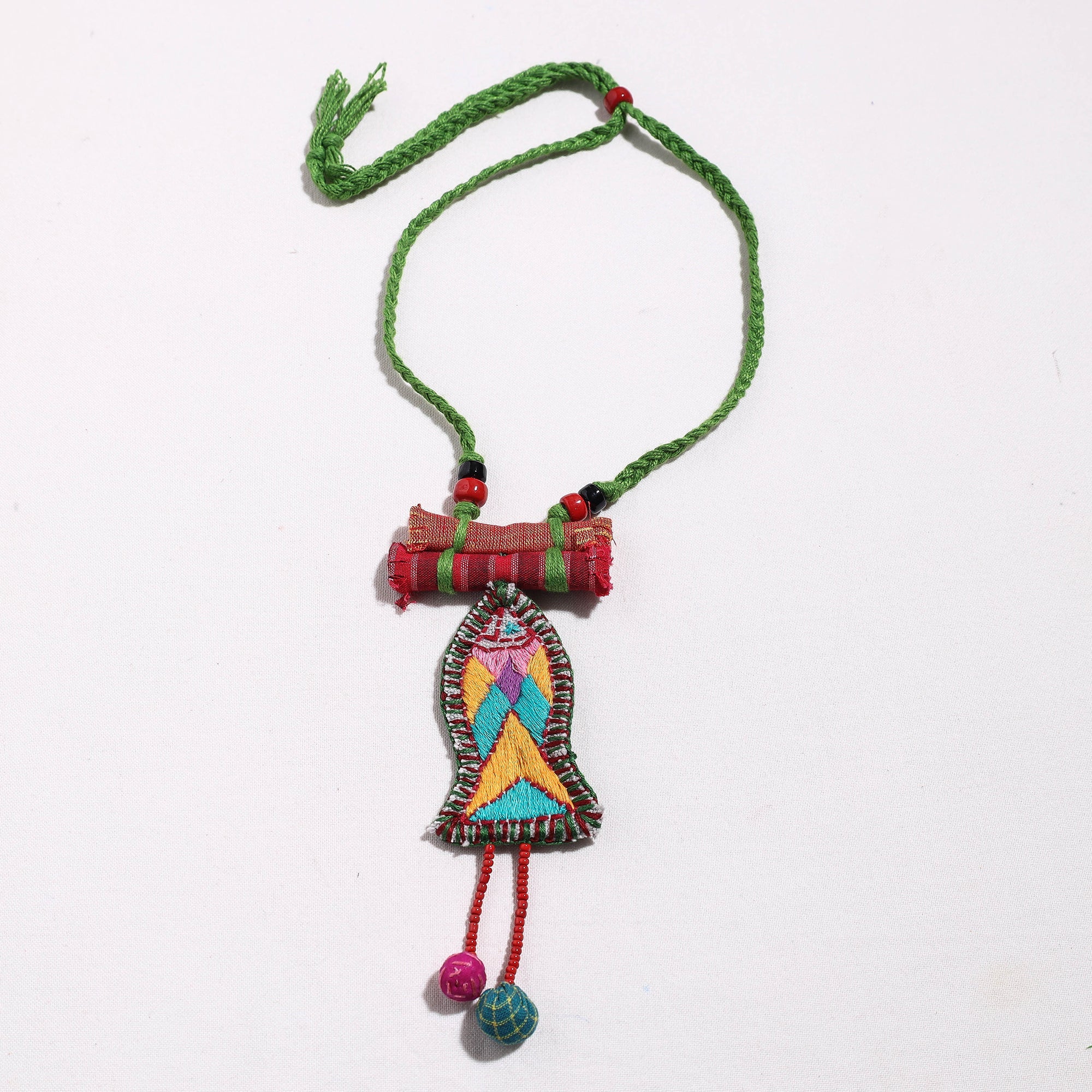  Hand Embroidered Fabart Necklace with Beadwork by Rangila Dhaga Online at iTokri.com