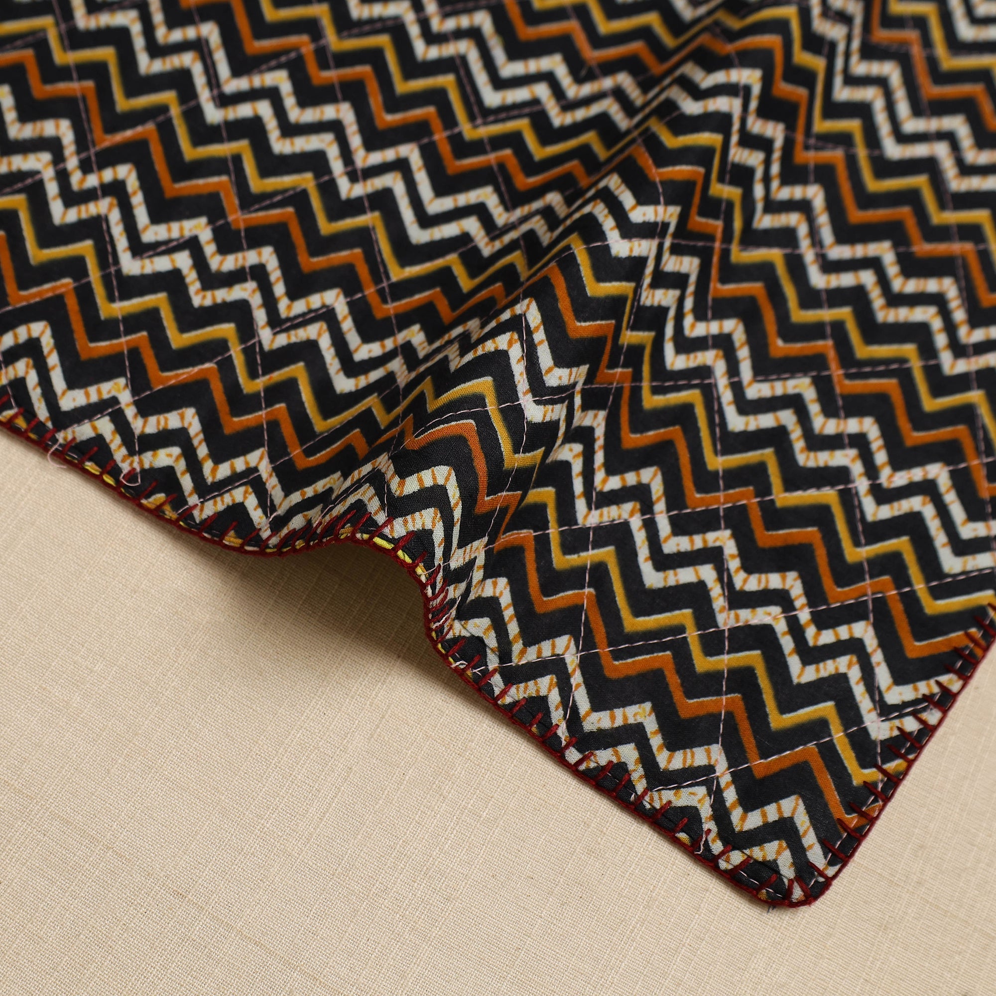 Multicolor Hand Embroidered Floral Cotton Reversible Table Mat