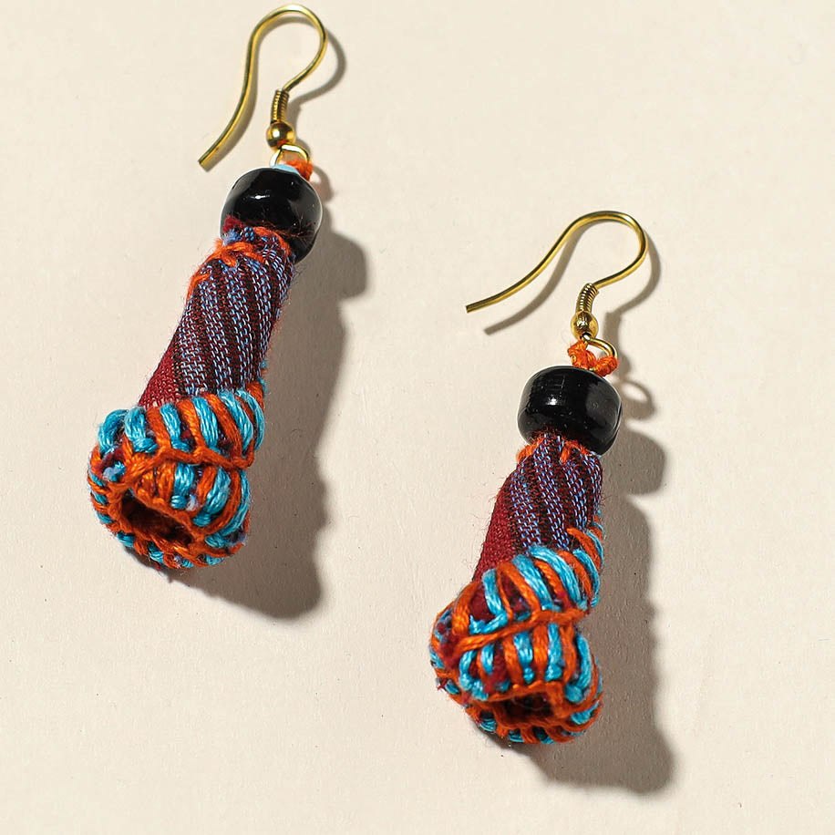  Hand Embroidered Gamcha Fabart Earrings by Rangila Dhaga 
