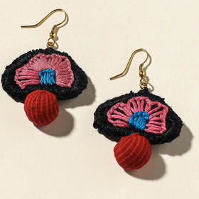  Hand Embroidered Gamcha Fabart Earrings by Rangila Dhaga 