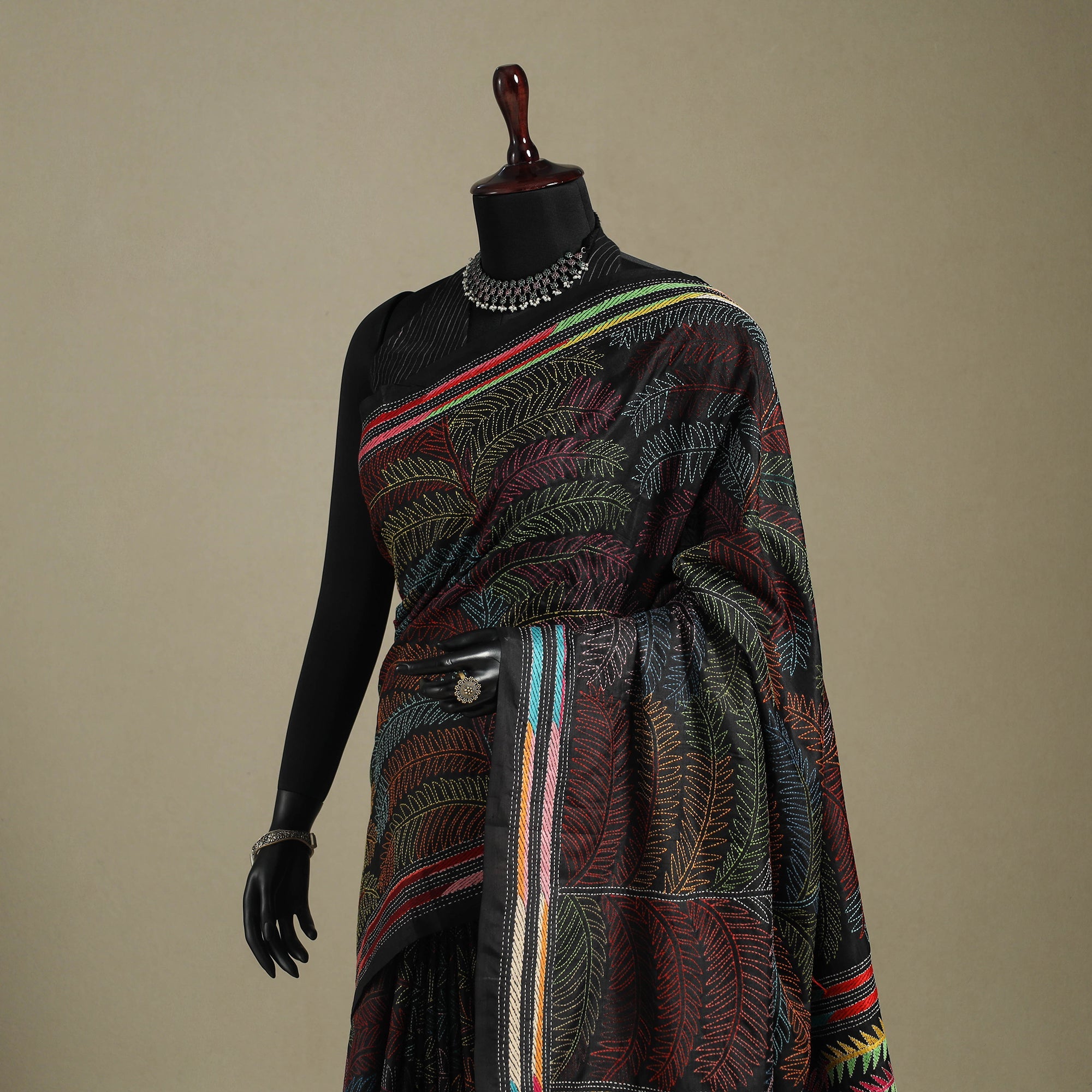 Multicolor - hand embroidery bangalore silk handloom bengal