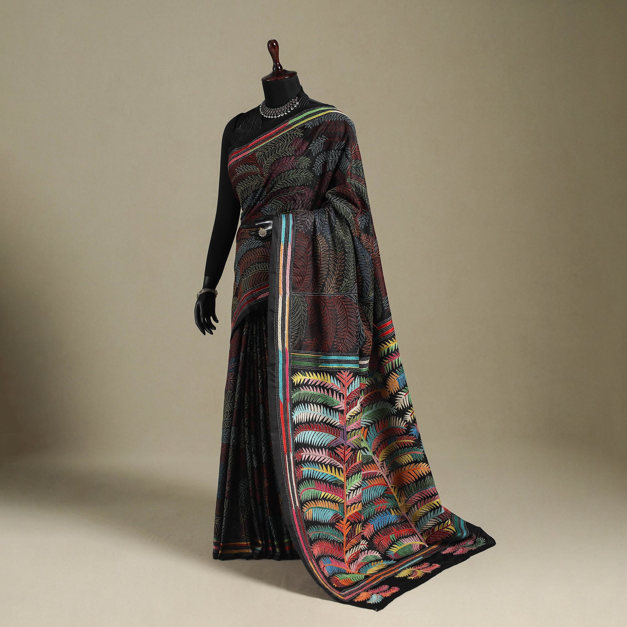 Multicolor - hand embroidery bangalore silk handloom bengal